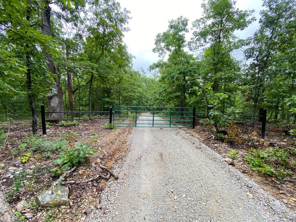 Wooded Missouri Ozarks property at Pappy's Place during the early homestead build