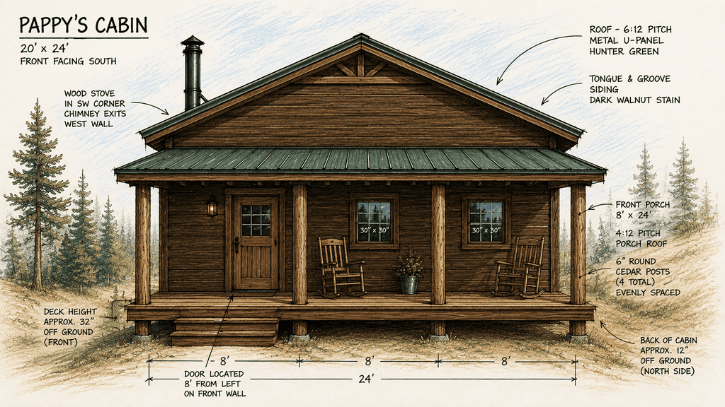 Rustic cabin at Pappy's Place in the Missouri Ozarks